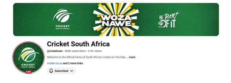 Cricket South Africa’s YouTube Channel