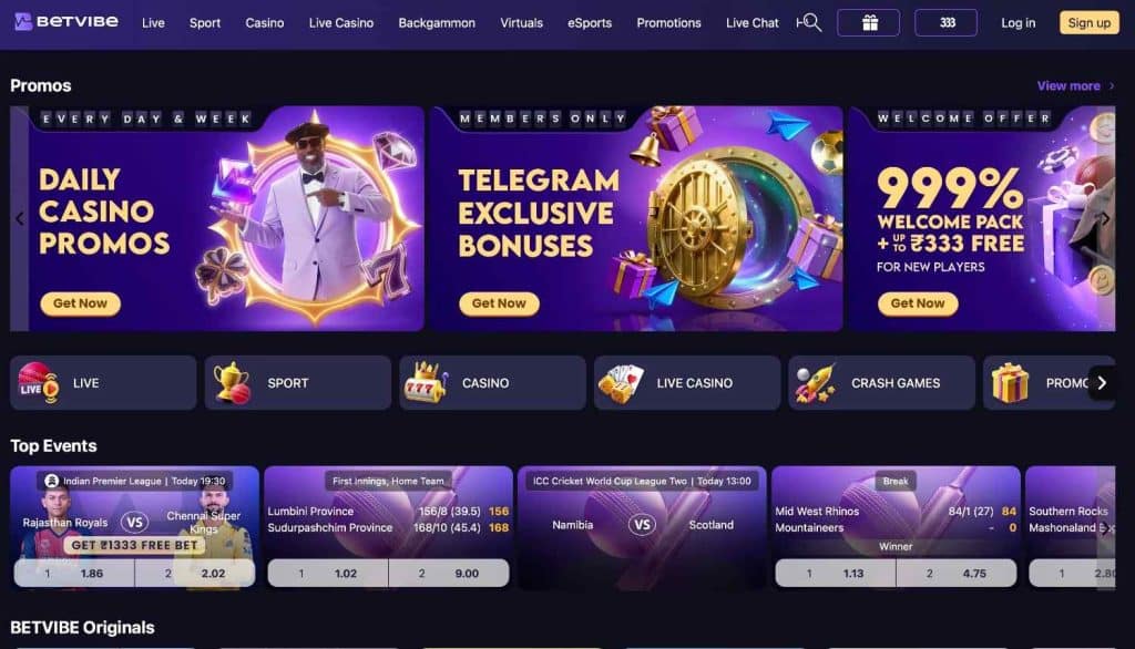 Betvibe Homepage