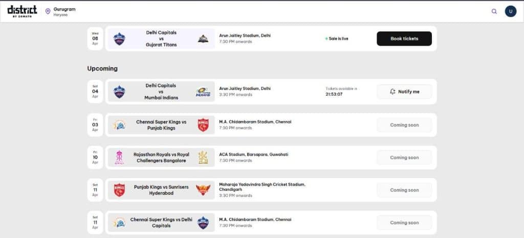 Tickets Info on District by Zomato