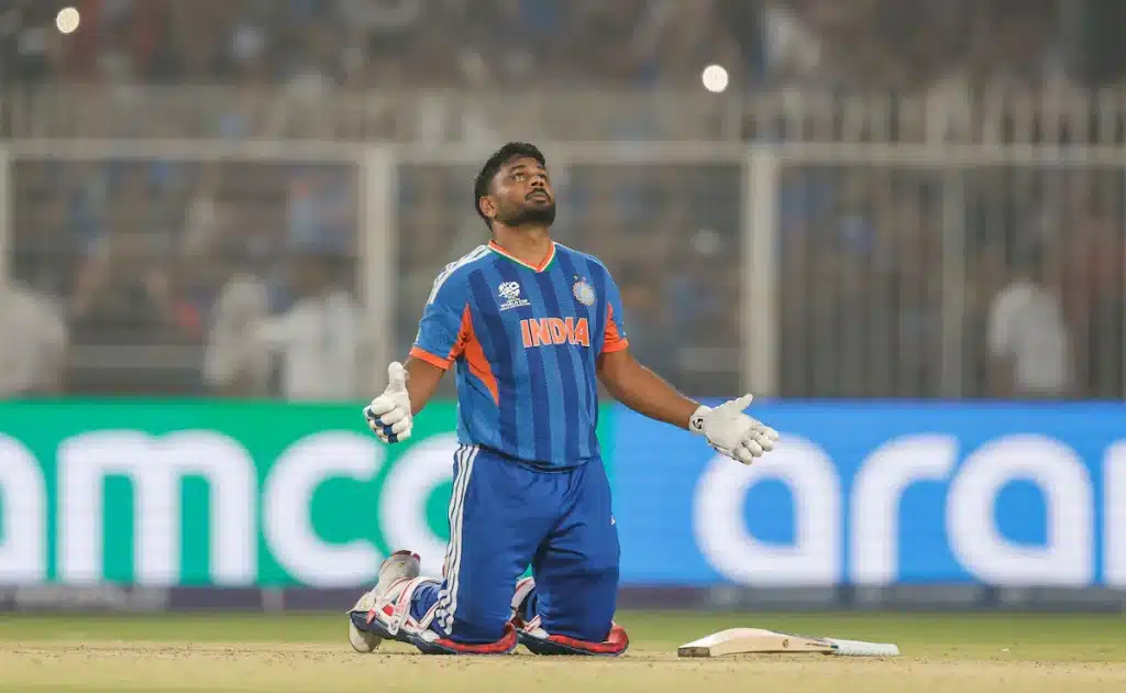 Sanju Samson Celebrates after match winning knock Sanju Samson Celebrates after match winning knock