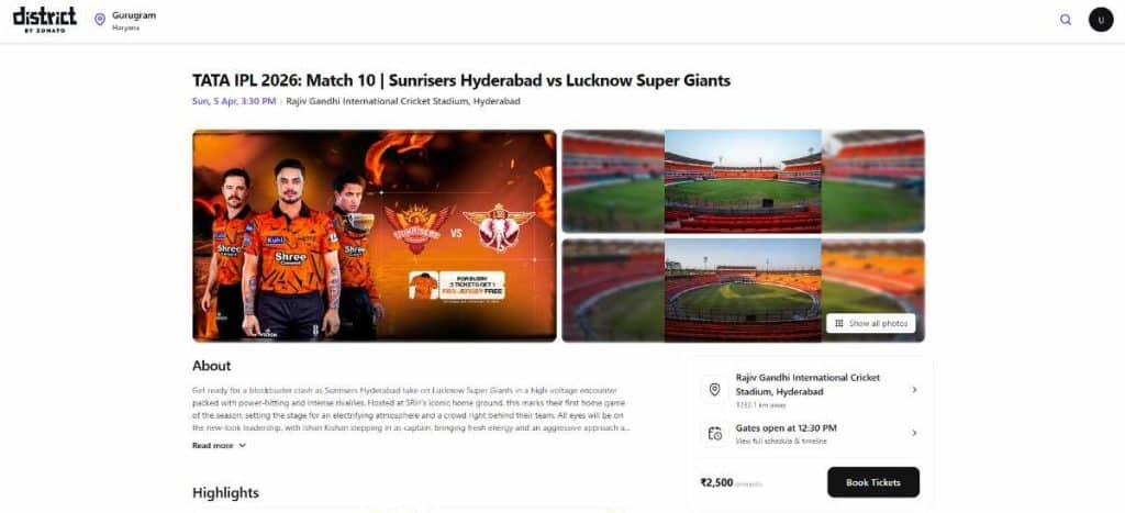 Step 1: SRH vs LSG IPL 2026 Match 10 Ticket Booking Guide Step 1: SRH vs LSG IPL 2026 Match 10 Ticket Booking Guide