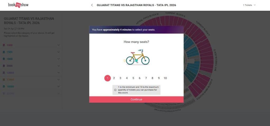 Step: 2 Gujarat Titans IPL 2026 Ticket Booking Guide