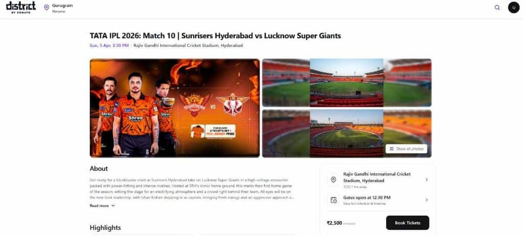 Review the Match Event Page Review the Match Event Page