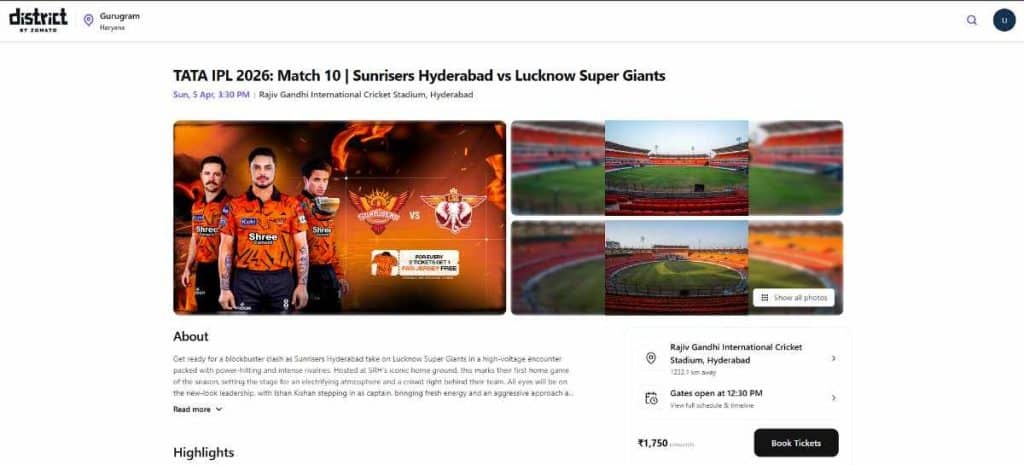 Step 2: SRH IPL 2026 Ticket Booking Guide