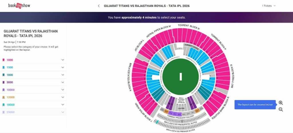 Step: 3 Gujarat Titans IPL 2026 Ticket Booking Guide