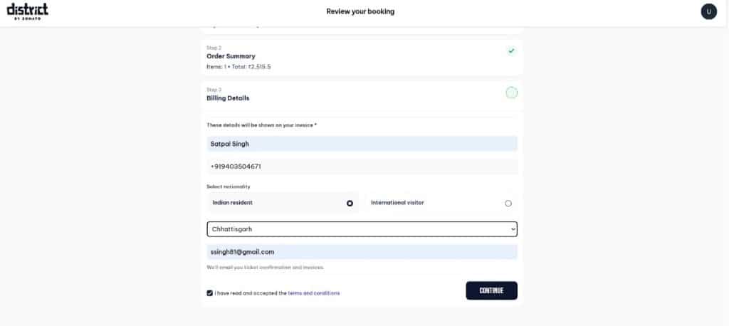 Enter Billing Details and Complete Payment