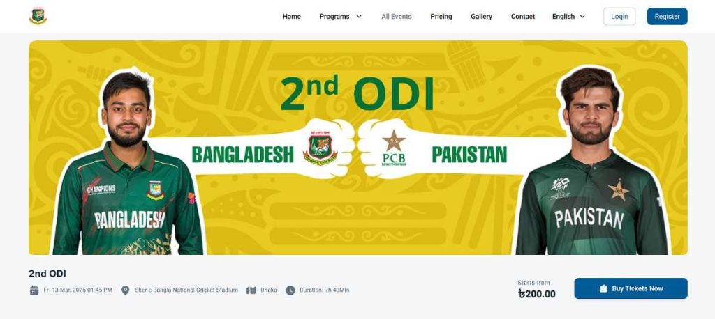 Bangladesh vs Pakistan ODI Series 2026 Tickets