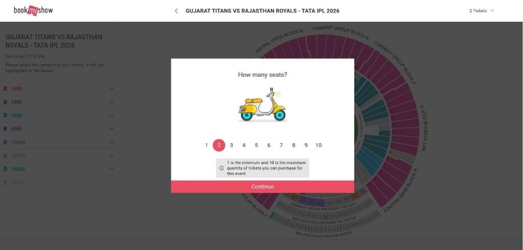 Step3: Ticket Booking Steps LSG vs GT