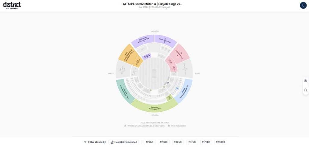 Stadium seating map loads showing stands in different colours Stadium seating map loads showing stands in different colours