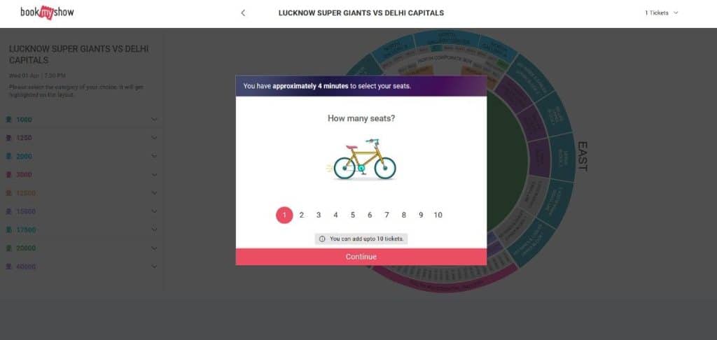 Step2: How to book LSG Match Tickets