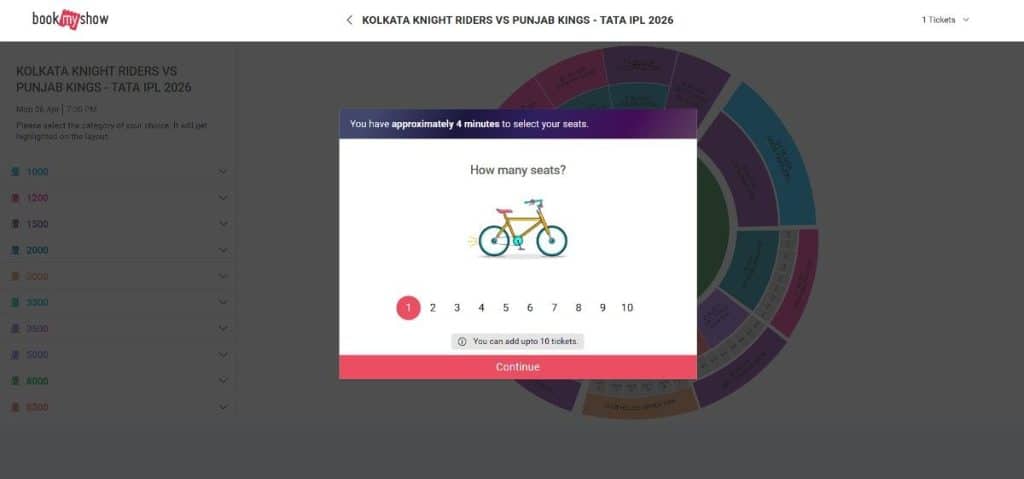 Step3: Booking Guide for IPL 2026 Tickets at Eden Gardens Kolkata