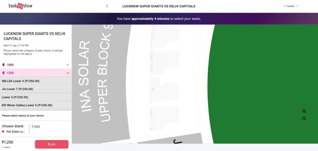 Step 3: LSG vs GT Ticket Booking
