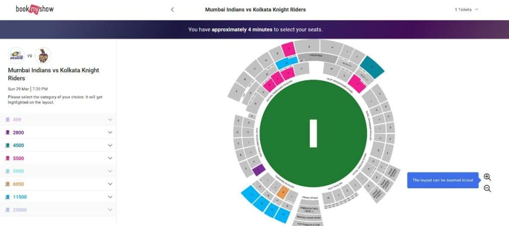 Step3: Ticket Booking Guide MI vs KKR IPL 2026