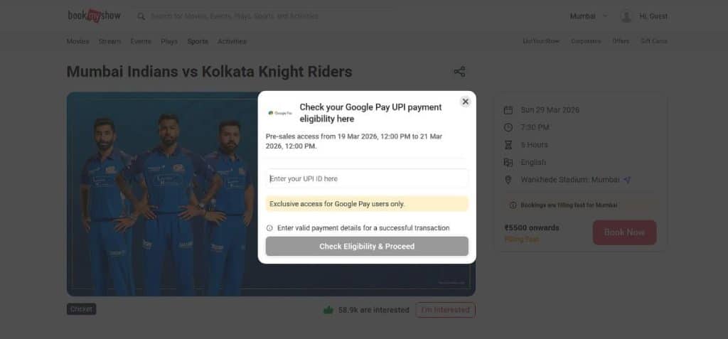 Step 4 : How to book Wankhede Stadium IPL 2026 Tickets Step 4 : How to book Wankhede Stadium IPL 2026 Tickets