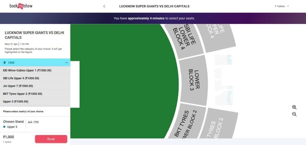 Step4: How to book LSG Match Tickets