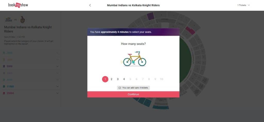 Step 5 : How to book Wankhede Stadium IPL 2026 Tickets Step 5 : How to book Wankhede Stadium IPL 2026 Tickets