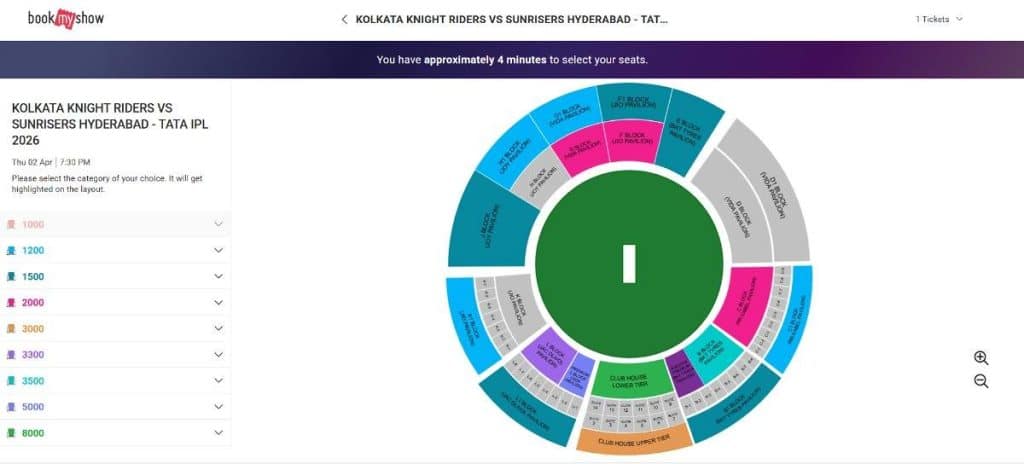 Step5: How to Book KKR's IPL 2026 Tickets from bookmyshow