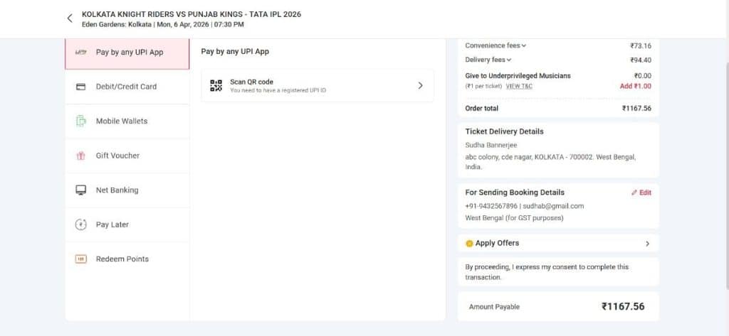 Step7: Booking Guide for IPL 2026 Tickets at Eden Gardens Kolkata