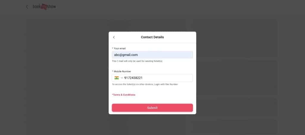 Enter your email and mobile number