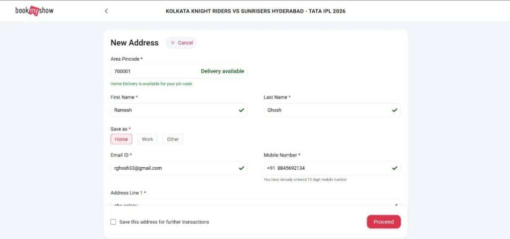 Step8: How to Book KKR's IPL 2026 Tickets from bookmyshow