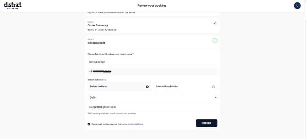 Enter your name, phone number, and email