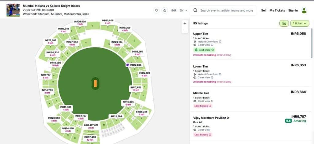 Viagogo Tickets for MI's Matches Viagogo Tickets