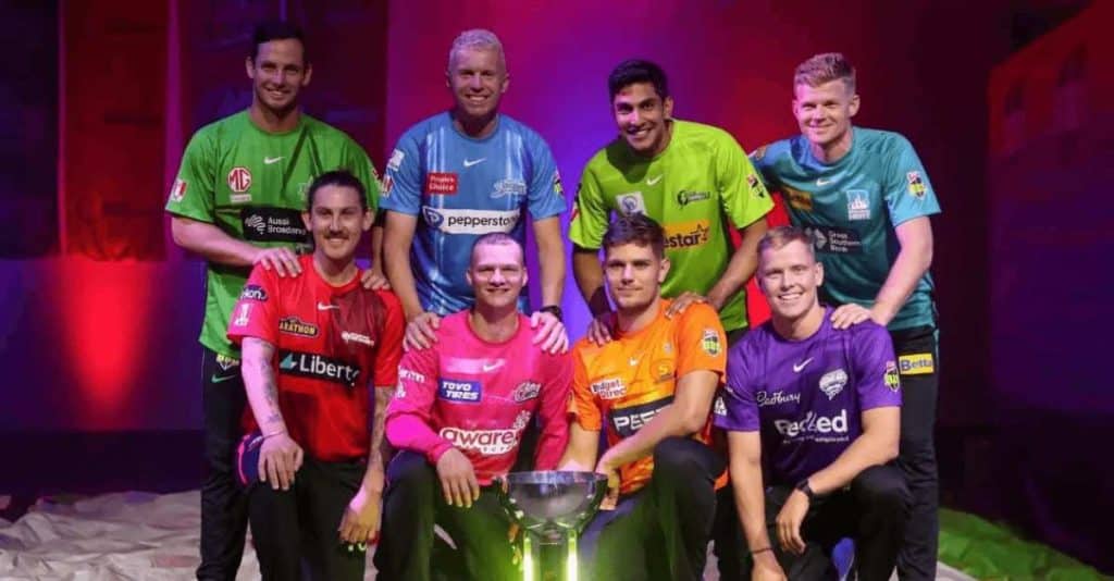 Big Bash League (BBL) Captains with Trophy Big Bash League (BBL) Captains with Trophy