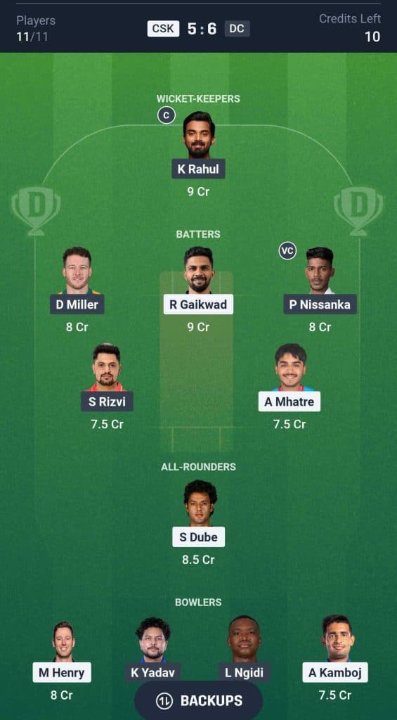 CSK vs DC, IPL 2026 Match 18 Dream11 Team 3 CSK vs DC, IPL 2026 Match 18 Dream11 Team 3