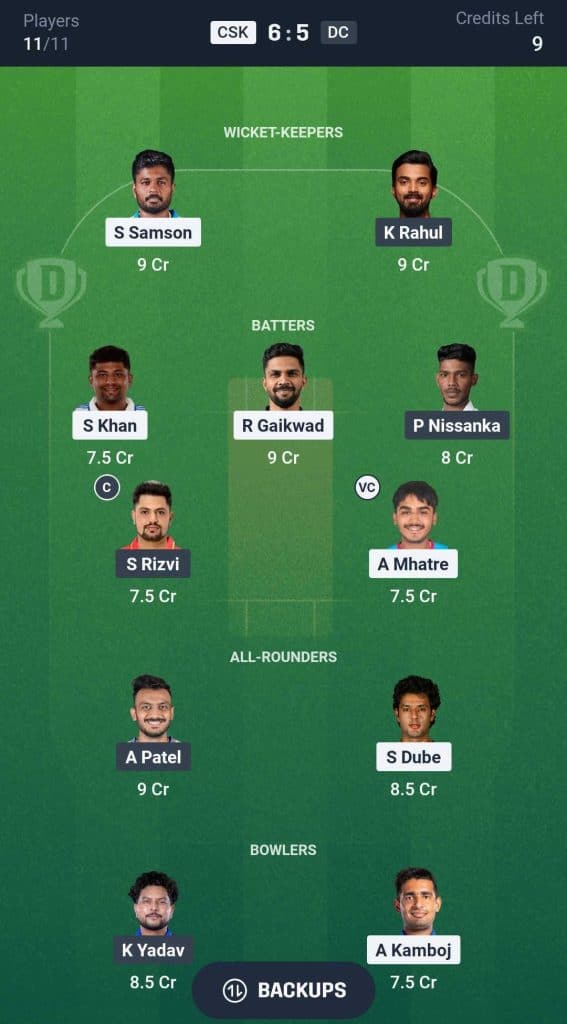 CSK vs DC, IPL 2026 Match 18 Dream11 Team 2 CSK vs DC, IPL 2026 Match 18 Dream11 Team 2