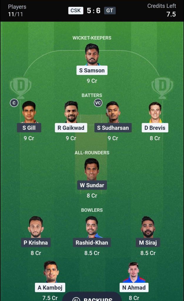CSK vs GT IPL 2026 Match 37 Dream11 Team 2