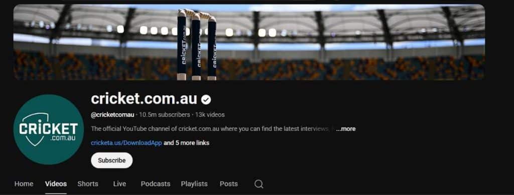 Cricket Australia You Tube Channel
