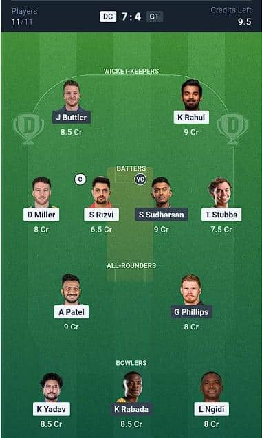 Dream 11 Team for DC vs GT IPL 2026 Match 14 Dream 11 Team for DC vs GT IPL 2026 Match 14