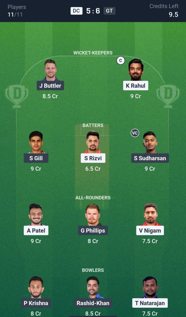 Dream 11 Team Team 3 for DC vs GT IPL 2026 Match 14 Dream 11 Team Team 3 for DC vs GT IPL 2026 Match 14