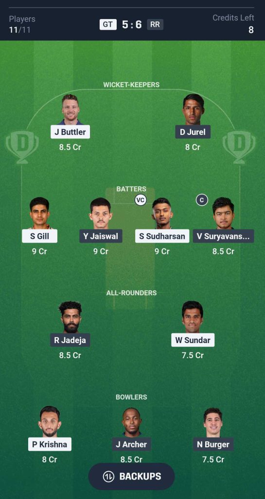 Dream11 Team for Gujarat Titans vs Rajasthan Royals Dream11 Team for Gujarat Titans vs Rajasthan Royals