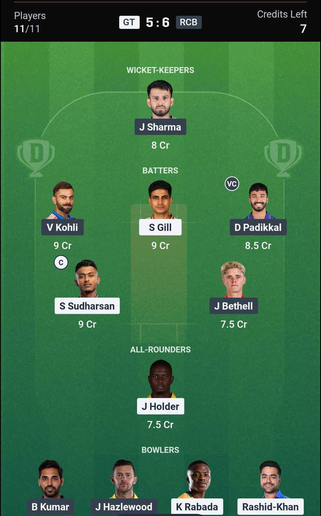 GT vs RCB IPL 2026 Match 42 Dream11 Team 2