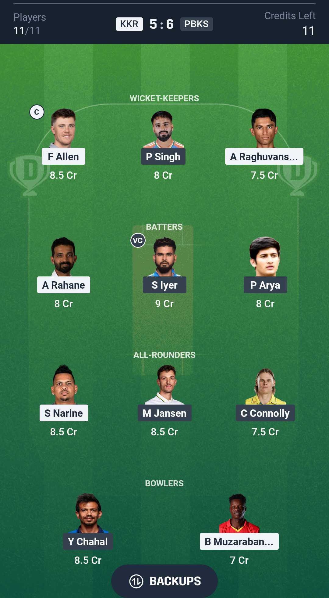 Our Dream11 Team 1