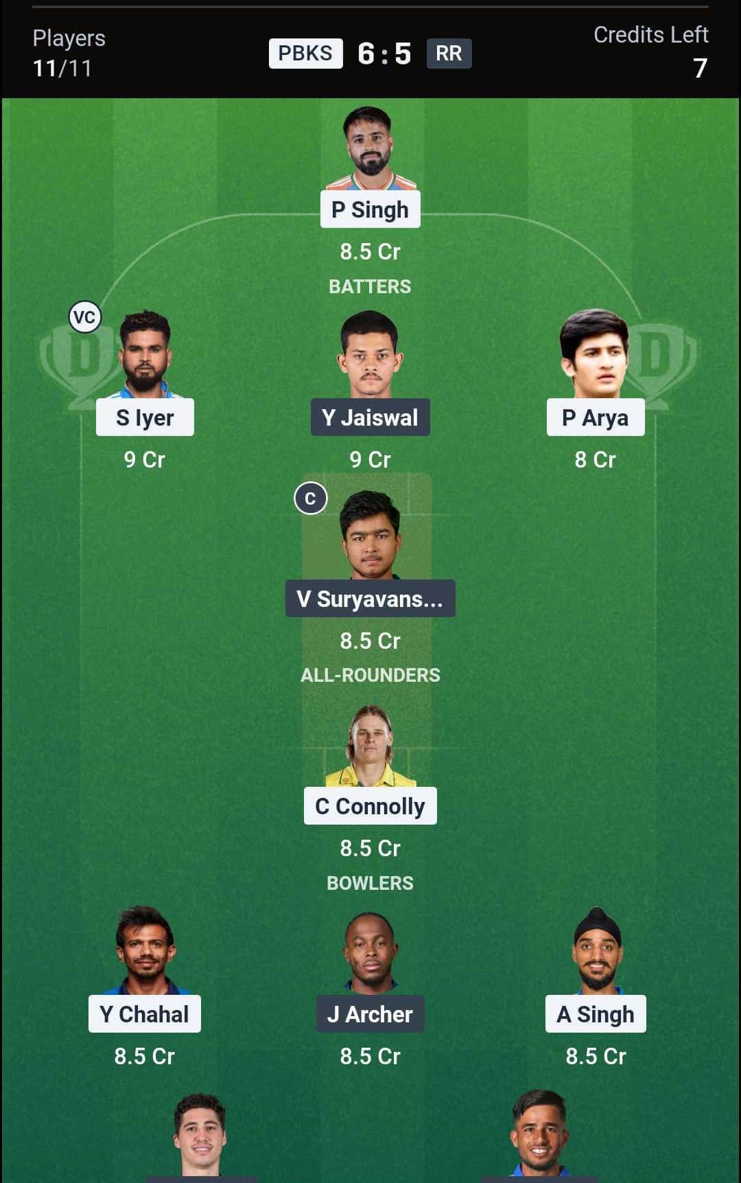 PBKS vs RR IPL 2026 Match 40 Dream11 Team 3 PBKS vs RR IPL 2026 Match 40 Dream11 Team 3