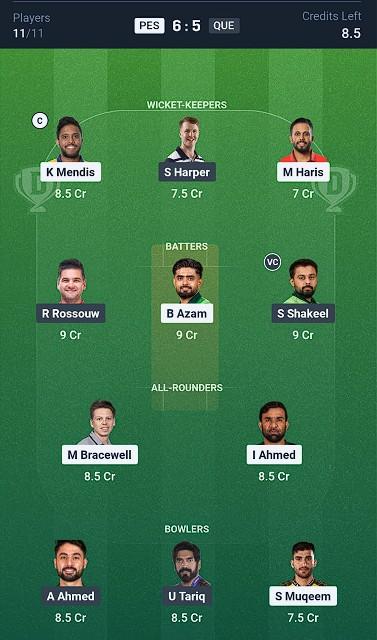 Dream11 Team for Peshawar Zalmi vs Quetta Gladiators