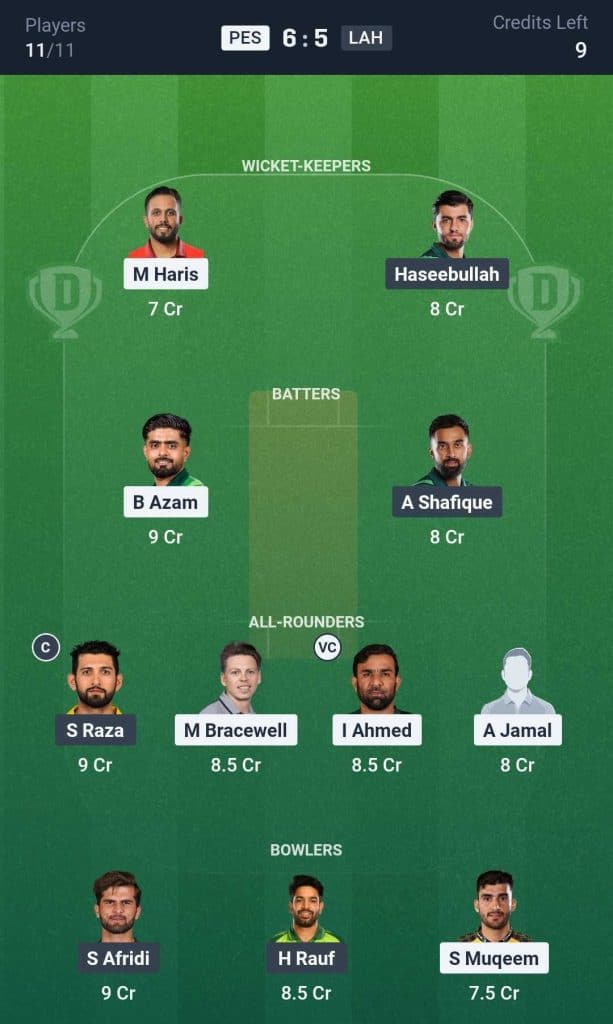 Dream11 Team for Peshawar Zalmi vs Lahore Qalandars Dream11 Team for Peshawar Zalmi vs Lahore Qalandars