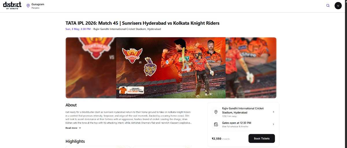 Open the Match Page on District