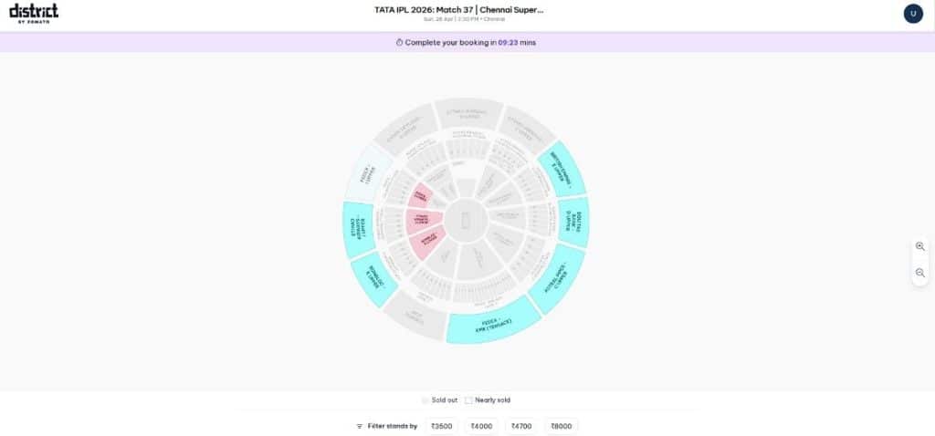 Select Your Stand from the Interactive Stadium Map