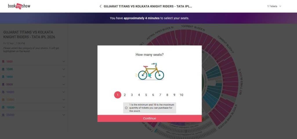 Select the Number of Tickets Select the Number of Tickets