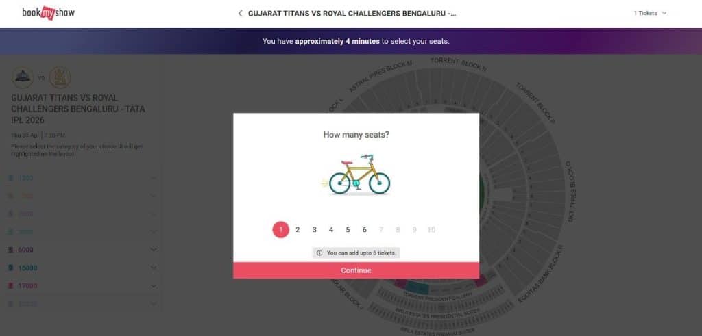 Select the Number of Tickets (Max 6)