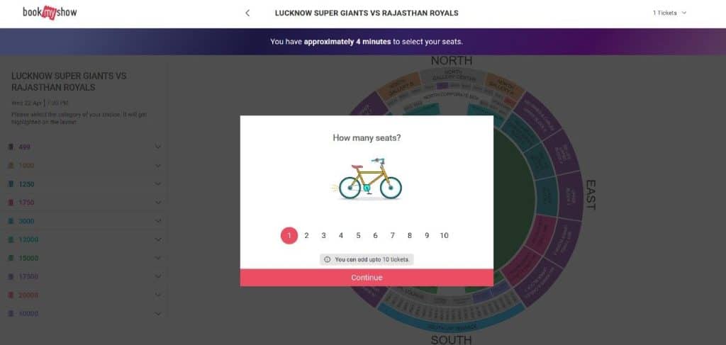 Select the Number of Tickets