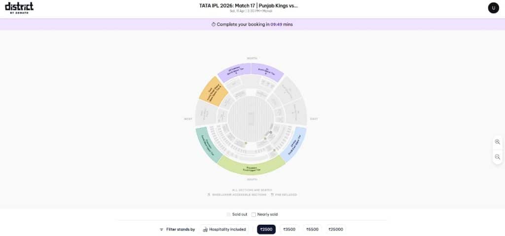 Select Your Section from the Stadium Map