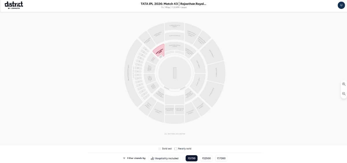 Choose Your Section from the Stadium Map