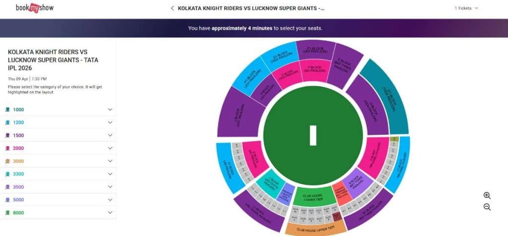 Step3: Ticket Booking Guide for KKR vs LSG Match 15 IPL 2026 Step3: Ticket Booking Guide for KKR vs LSG Match 15 IPL 2026