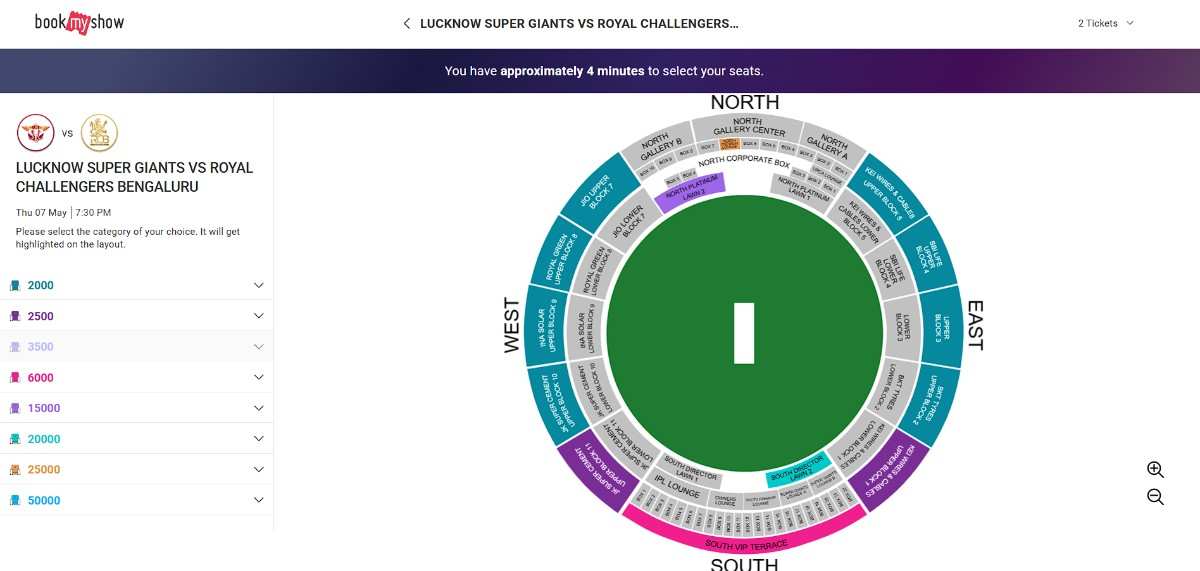 Choose Your Stand from the Stadium Map