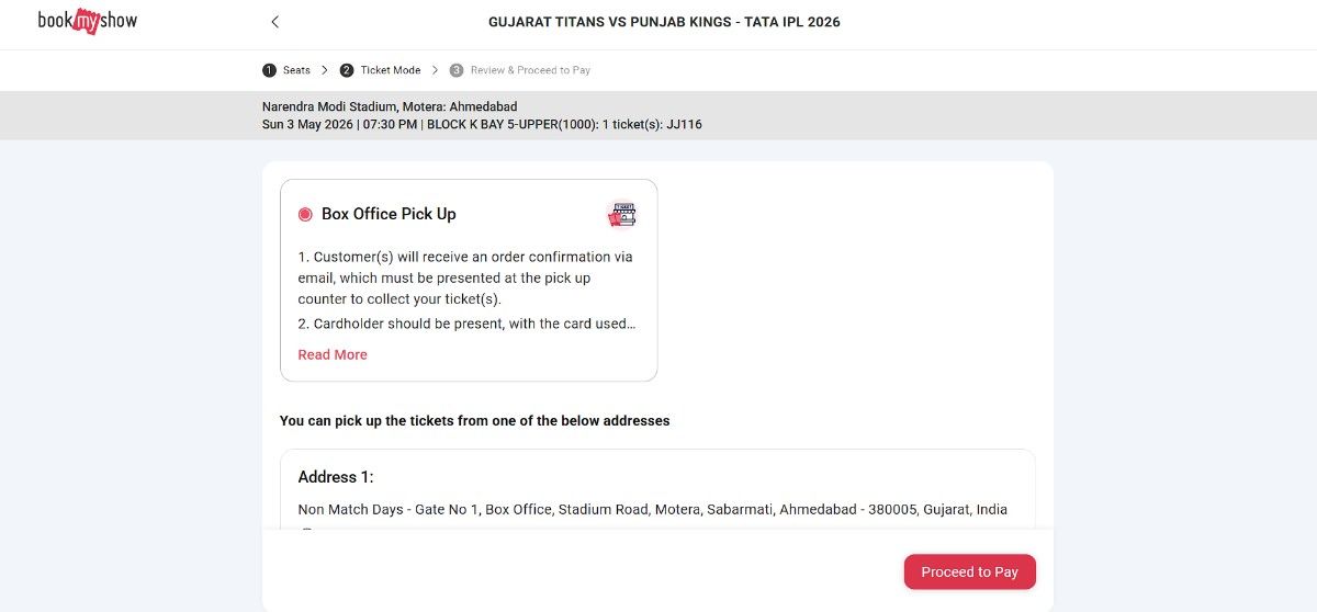 Confirm Ticket Mode (Box Office Pickup)