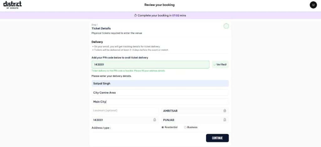 Review Ticket Details and Choose Delivery Method
